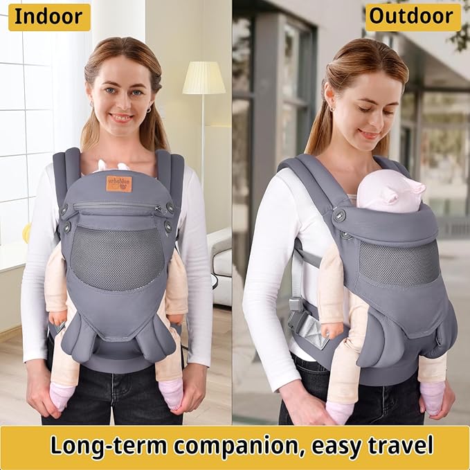New Upgrade Ergonomic Baby Carrier Newborn Toddler Wrap Carrier,Hands Free Baby Sitting Sling,Breathable,Perfect for Infants/Chest Sling for Babies Shower Gift (Grey, Upgrade-with Belt)