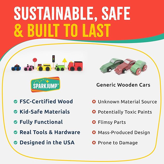 DIY Wood Building Kits, STEM Woodworking Kit for Kids, Creative Fun Craft Projects, Great Gift for Boys & Girls (Wooden Cars, 1-Pack)