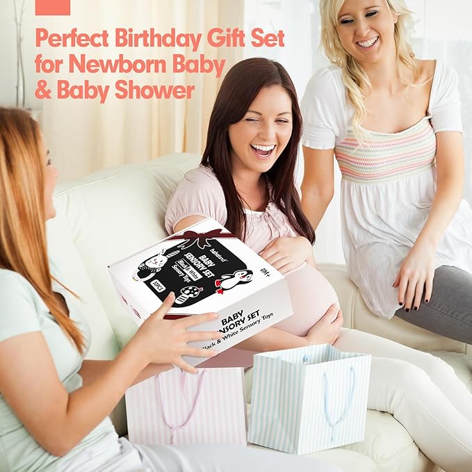 hahaland High Contrast Baby Toys for Newborn - Infant Baby Black and White Sensory Newborn Toys for Brain Development Montessori Tummy Time Toy for 0 3 6 Months