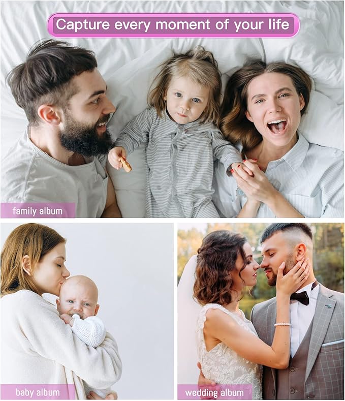 popotop Photo Album Self Adhesive with Picture Display Window,40 Pages DIY Scrapbooking Supplies Kit for 4x6 8x10 Picture,Linen Cover Memory Book for Baby Wedding, with Scraper and Metallic Pen