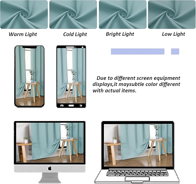 Simplebrand Aqua Blackout Curtains for Bedroom 96 Inches Long 2 Panels, Solid Thermal Insulated, Energy Saving Living Room Window Treatment Curtains Blackout Drapes, W50 x L96 Inch, Aqua