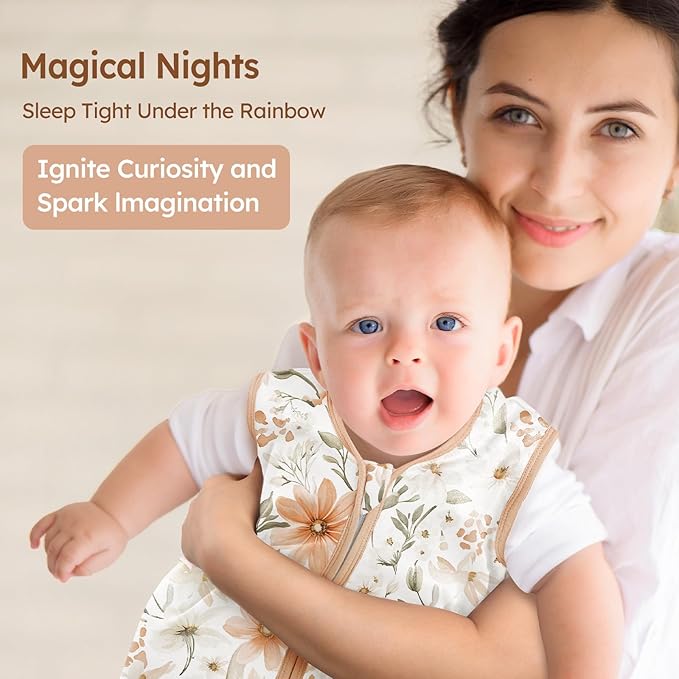 Baby Sleep Sack 18-24 Months 3 Pack 100% Cotton Lightweight 0.5 TOG Wearable Blanket Baby Sleep Bag with 2-Way Zipper for Newborn Infant Orange Flowers & Plaid