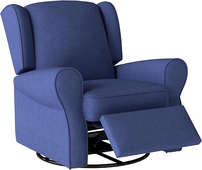 Swivel Rocker Recliner Chair Set of 2, Nursery Glider Chair, Nursery Rocking Chairs, Manual Reclining Chair, Blue