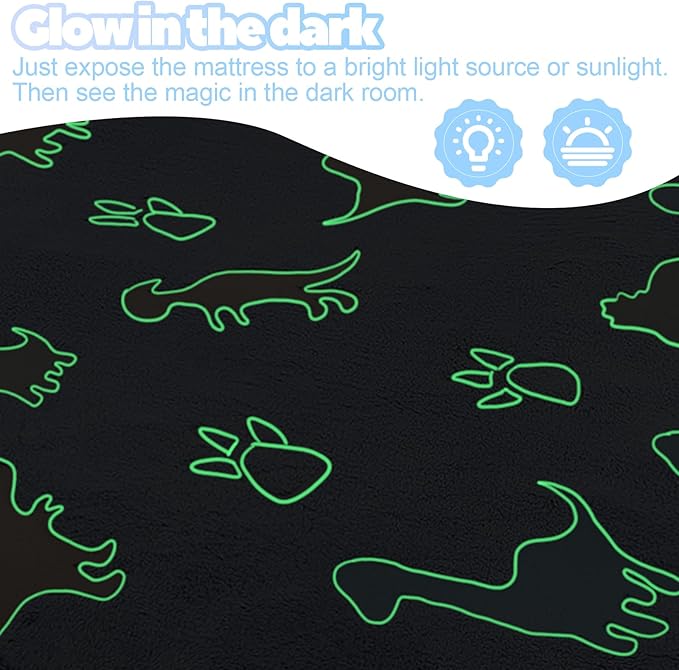 MeMoreCool Kids Floor Futon Mattress Large 6x4 FT, Thicken Foam Tatami Mattress for Children Play Area, Foldable Sleeping Pad Crawling Tatami Mat for Playroom, Dinosaur