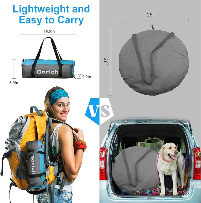 Gorich Beach Tent Sun Shelter with UPF50+ UV Protection for 3/4-5/6-7 Person, Lightweight & Portable Beach Shade Canopy with 2 Zippered Doors, Easy Setup Family Beach Umbrella