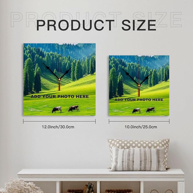 Generic Custom Wall Clock Personalized Wall Photo Customized Round Clock for Birthday Wedding Present Wedding Friend Family Lover, 12inch-30cm