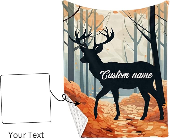 Personalized Nursery Crib Bedding Set: Orange Forest Custom Name 5 Piece Baby Crib Sets with Sika Deer Theme - Toddler Double Layer Blanket Set, Comfortable Crib Bed Sheets for Baby Grils