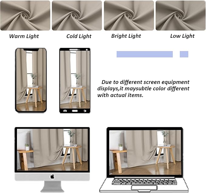 Simplebrand Ava Stone Blackout Curtains for Bedroom 84 Inch Length 2 Panels Set, Solid Thermal Insulated Privacy Living Room Window Treatment Curtains Blackout Drapes, W40 x L84 Inch, Stone
