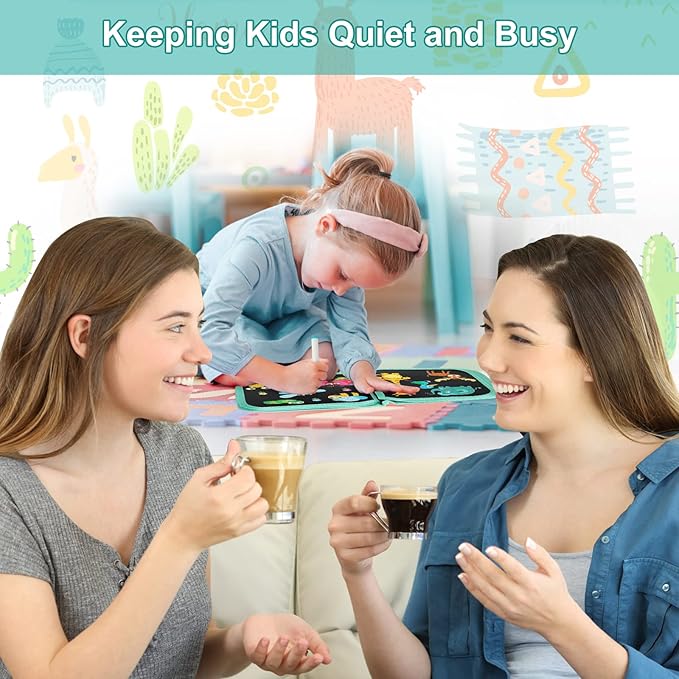 Erasable Book Doodle Set for Kids,Magic Drawing Book for Kids,Reusable Drawing Book 12 Watercolor Pens 14 Page Drawing,Road Trip Car Game Writing Painting Set for Boys and Girls (Forest Party)