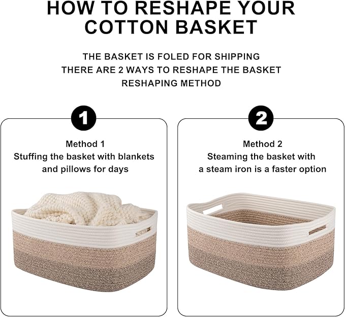 Large Storage Basket for Organizing, Woven Rope Basket for Shelves, Closet Organizer Bins for Clothes, Blanket, Toys, Baby Nursery Storage, 17.7" x 13" x 7.87", 3 Packs Gradient Yellow