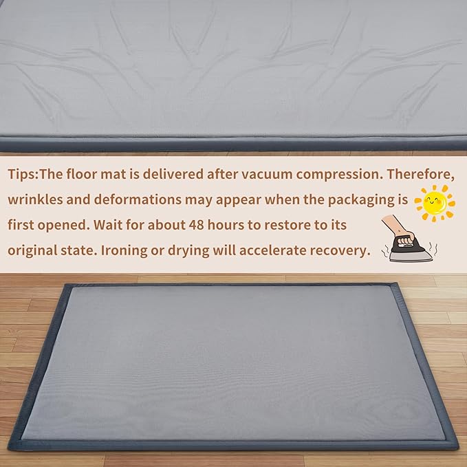 SUNYRISY Baby Play Mat for Floor, 1.4in Thick Memory Foam Padded Play Mats for Baby, Soft Velvet Infants Toddler Kids Play Mat Non-Slip Bottom, Crawling Baby Rugs for Nursery 60x70in