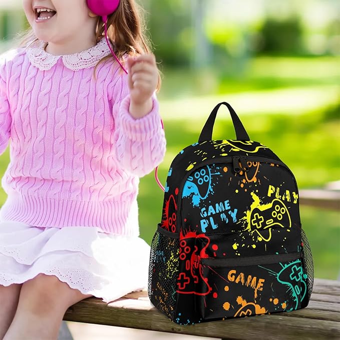 Toddler Backpack for Boys Girls - 12 Inch Video Game Kids Backpacks Preschool Kindergarten Back Pack Lightweight Waterproof Schoolbag Book Bag for School