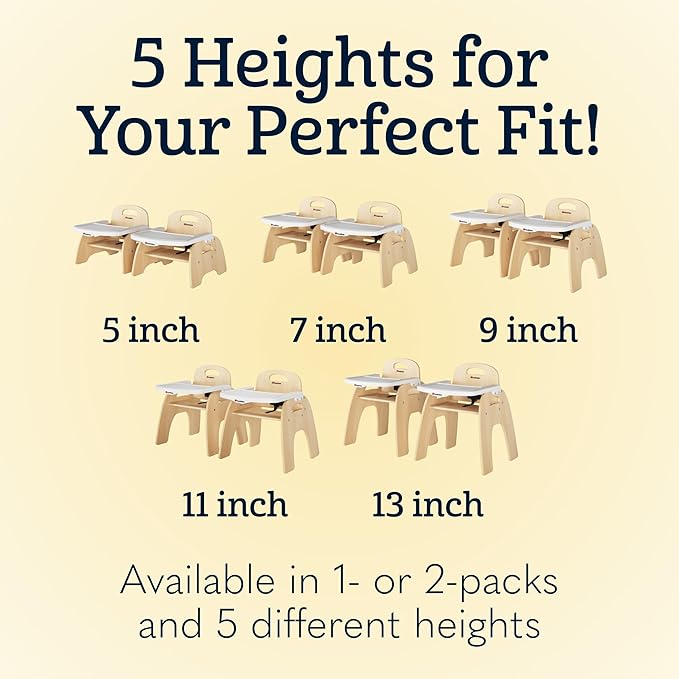 Foundations Easy Serve 7" Wood Feeding Chair for Toddlers, Adjustable Harness, Removable Dishwasher Safe Tray, “No Tip” Base, Baltic Birch Plywood