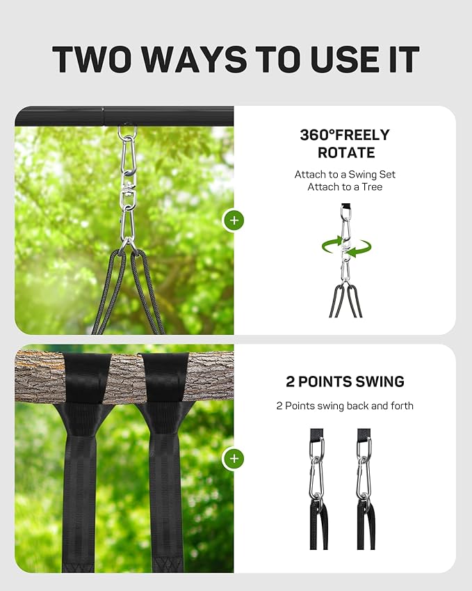 Tree Swing for Kids and Adults, 60" Waterproof Rectangle Platform Swing, 700lbs Heavy Duty with Adjustable Straps, Blue