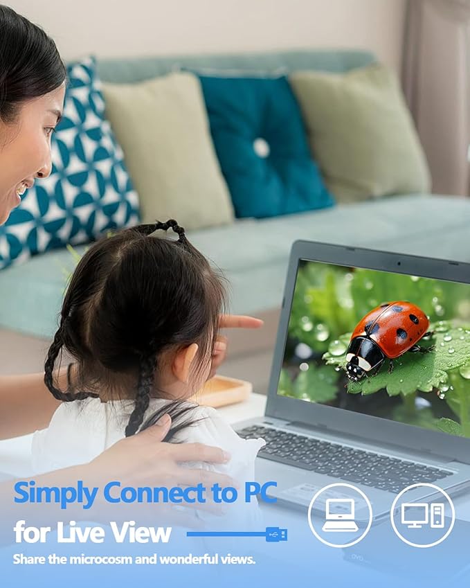 Microscope for Kids 1000x Magnification, 2.4-inch ScreenPocket Microscope with Photo and Video Recording (with Slide Kit) Portable Educational Gift