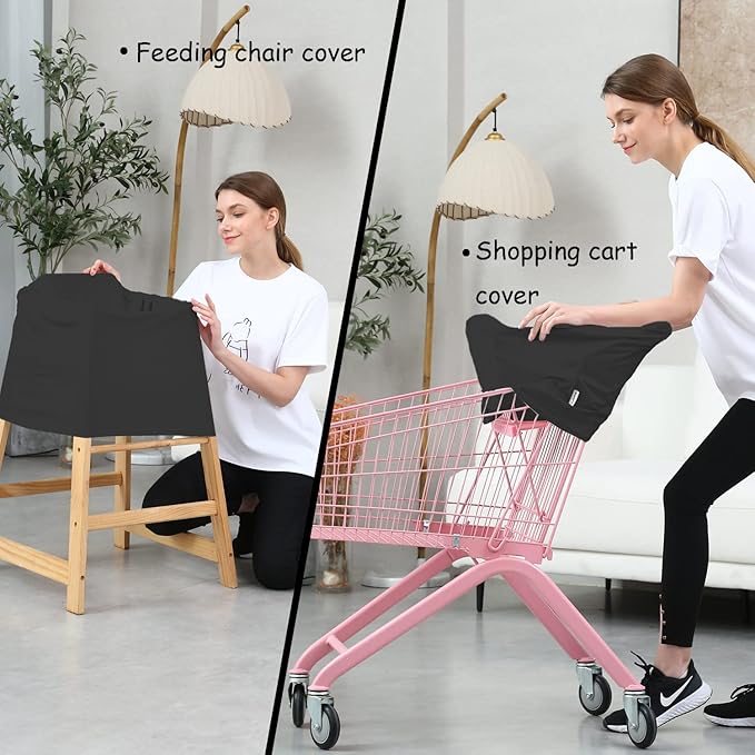 Carseat Covers for Baby Breastfeeding – Multi use Car Seat Canopy Cover, Infant Stroller Canopy Cover for Boy and Girls (Black Print)