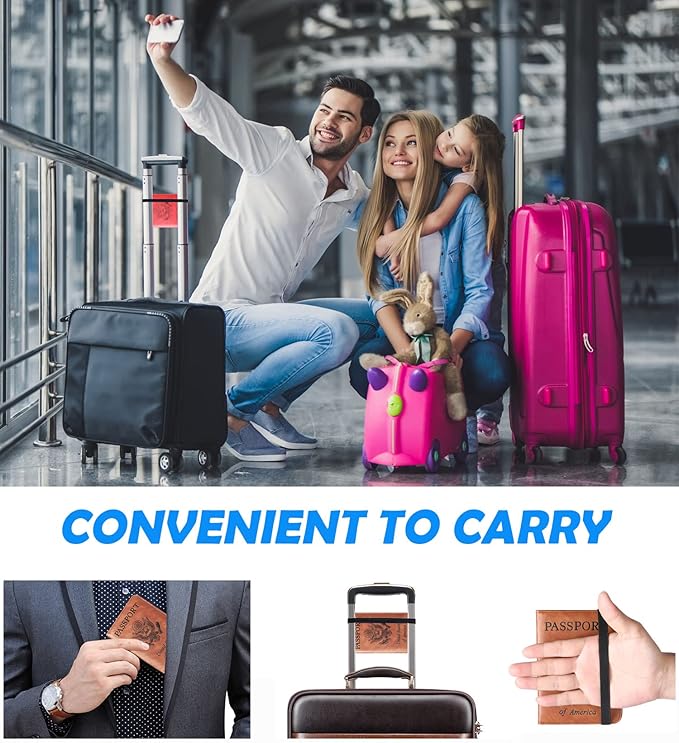 Passport Holder Cover Wallet Travel Essentials Leather Rfid Blocking Case Vacation Luggage Must Haves Travel Accessories for Men Women (116#Black)