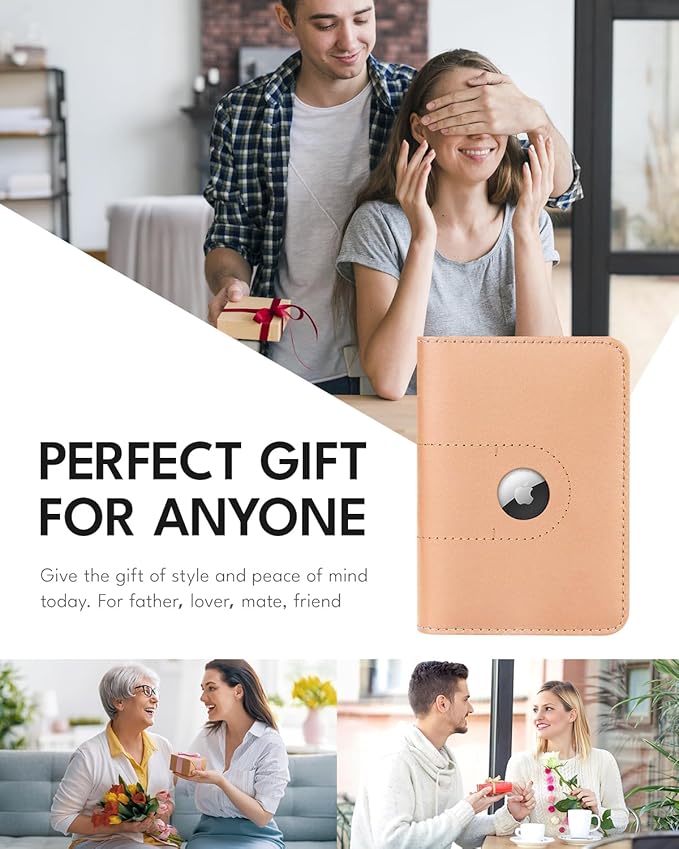 ALLIVE Passport Holder for Travel, Genuine Leather Passport Holder with Airtag Women Men,Travel Must Haves Airport Essentials, Passport Cover Travel Gifts Beige