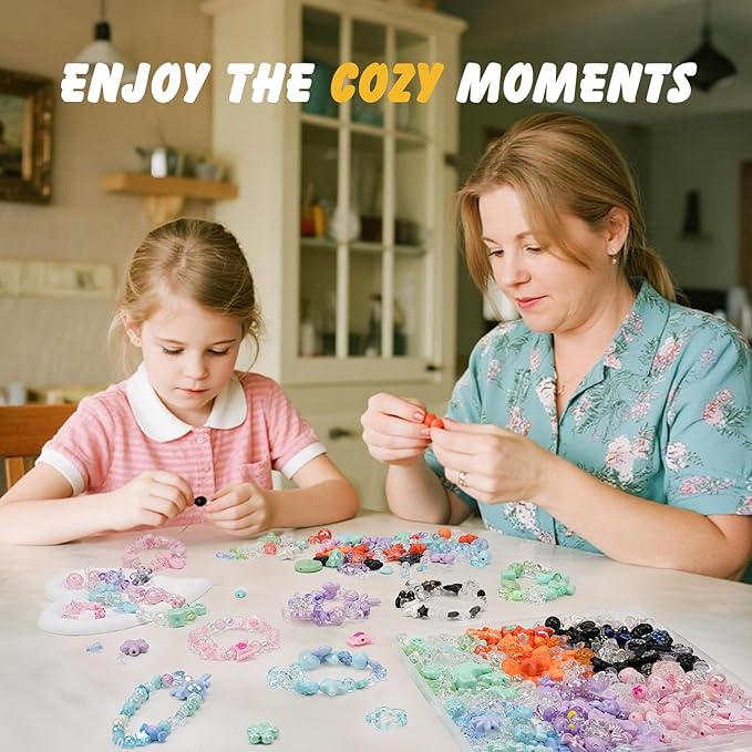 Sunlode Acrylic Beads for Bracelet Making, Assorted 6 Colors Cute Beads, Flower Bow Candy Bear Kawaii Bracelet Charms for Jewelry Making, Necklace Keychains Phone Charms DIY Crafts Gifts for Girls