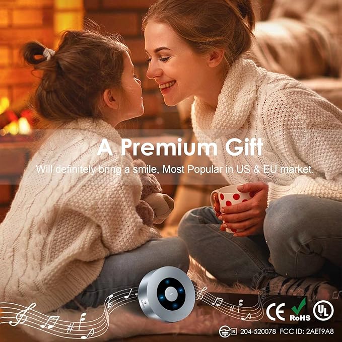 XLEADER Travel Case Packed, Upgraded, Bluetooth Wireless Speaker, Custom Bass Radiator, LED Touch Design, Tiny Pocket Speaker, Mic/TF Card/Aux, 15H Playtime, for Travel Kitchen Office, Space Silver