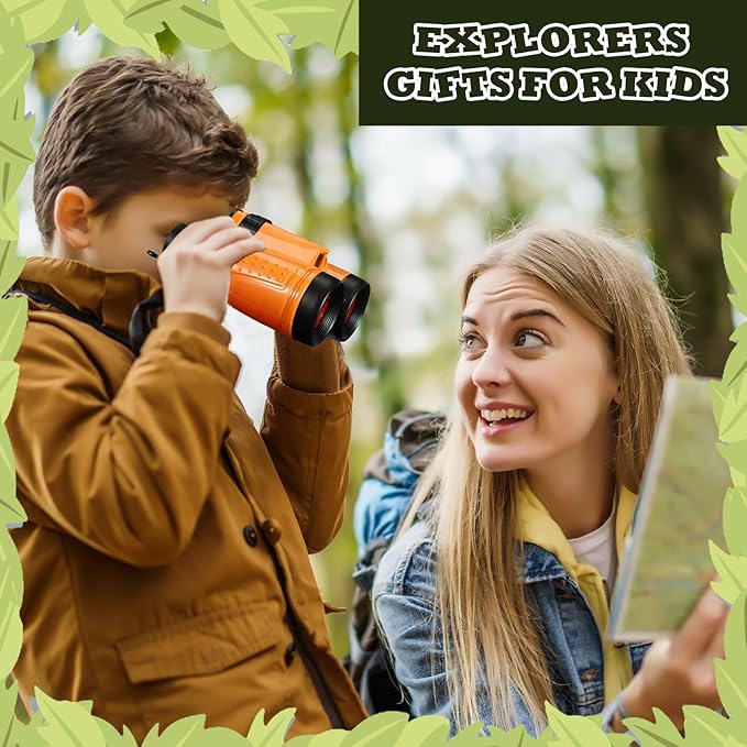 Libima 24 Pcs Binoculars for Kids Educational Compact Kids Binoculars with Neck String Toddler Telescope for Boys Girls Learning Bird Watching Camping Hiking Travel Safaris Birthday Gifts(Orange)