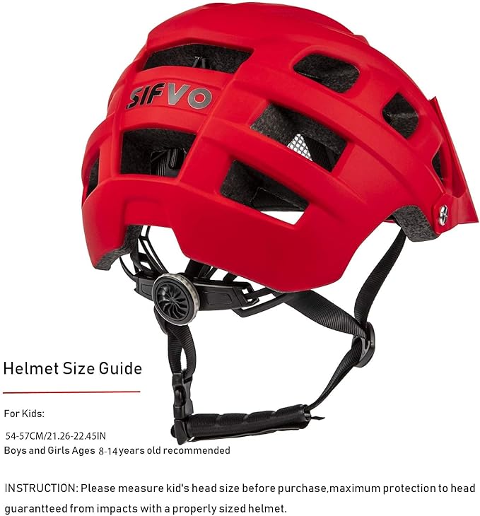 Kids Bike Helmet, SIFVO Kids Helmet 8+ Boys and Girls Bike Helmet with Cool Visor, Bike Helmets for Kids, Youth Bike Helmet Kids Mountain Bike Helmet Lightweight and Sturdy【55-58cm】