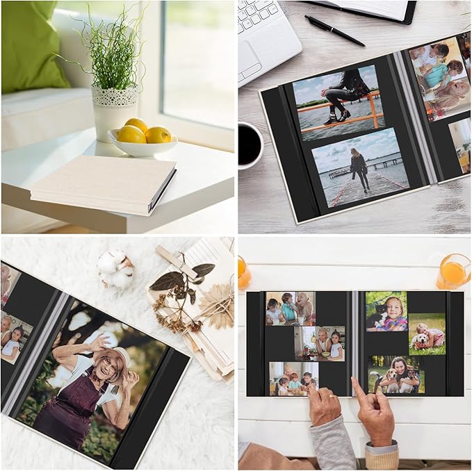 Zesthouse Photo Album Self Adhesive Pages, 60 Pages Magnetic Scrapbook Albums with Sticky Page,Photos Album Holds 8x10 & 5X7 & 4x6 & 6x8 & 3x5, Large Picture Book Ideal for Family,Wedding,Baby