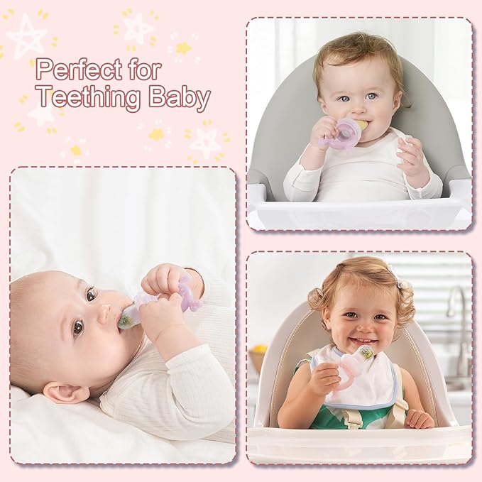 KingKam Baby Breastmilk Popsicle Molds & Baby Fruit Feeder (2 Pack), Baby Food Freezer Tray Storage Containers, Silicone Pacifier Feeder and Teether