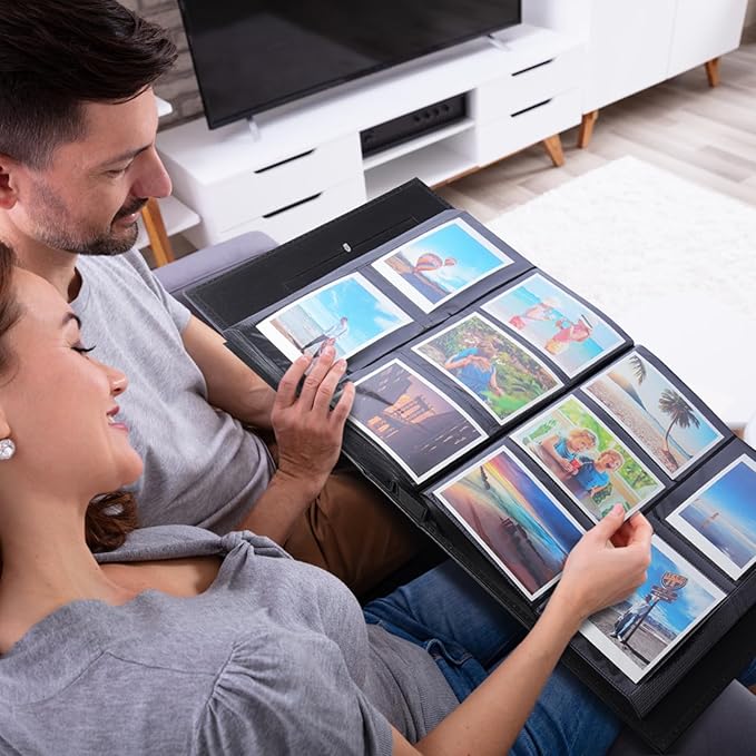 RECUTMS Photo Album 4x6 500 Photos, Large Capacity for Baby Wedding Family Leather Cover Picture Albums Holds 500 Horizontal and Vertical 4x6 Photos (Grey)