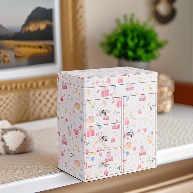 Vlando Musical Jewelry Box with Spinning Ballerina, Girls’ Jewelry Organizer for Necklaces Rings and Hair Accessories, Gift for Girls and Kids, Candy Pie