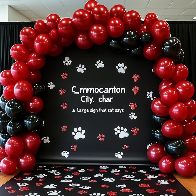 RUBFAC 129pcs Ruby Red Balloon Arch Kit, Different Sizes 18 12 10 5 Inches Cherry Red Latex Balloons for Garland Birthday Wedding Party Decoration