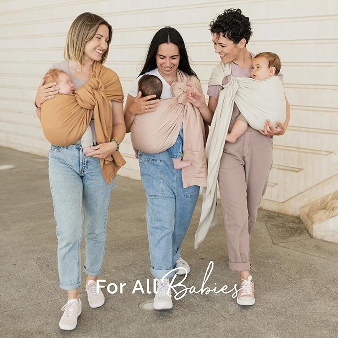 Boba Ring Sling Baby Carrier Newborn to Toddler - Lightweight & Breathable Baby Sling, Hip-Healthy Carrier Sling, Baby Wrap Carrier for Front & Hip Carry, 8-35 lbs (Linen Rye)
