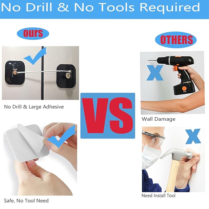 YEYA Upgraded Refrigerator Lock for Adults, Fridge Locks for Kids with Key