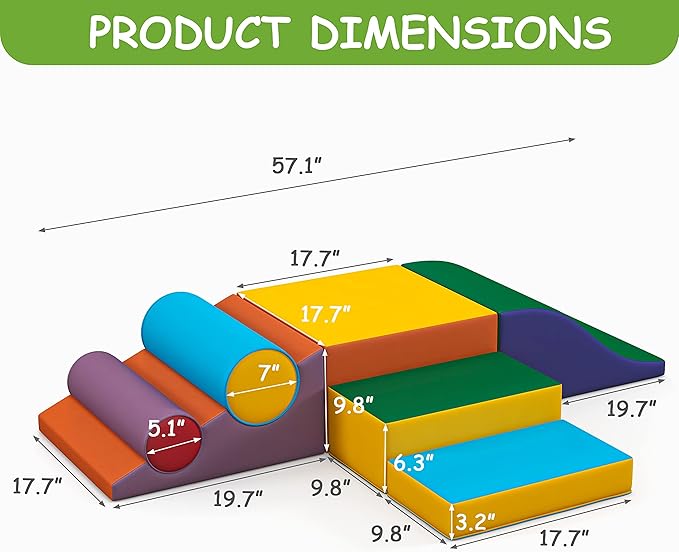 Toddler Foam Climbing Set Indoor - Kids Climb & Crawl Soft Activity Playset - Toddler Climber Gymnastics Equipment for Walking in Balance