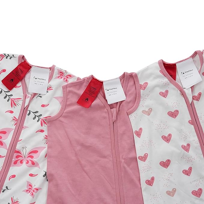 Yoofoss Baby Sleep Sack 0-6 Months Baby Wearable Blanket 100% Organic Cotton 2-Way Zipper TOG 0.5 Toddler Sleeping Sack 3 Pack Lightweight Sleep Sacks for Babies