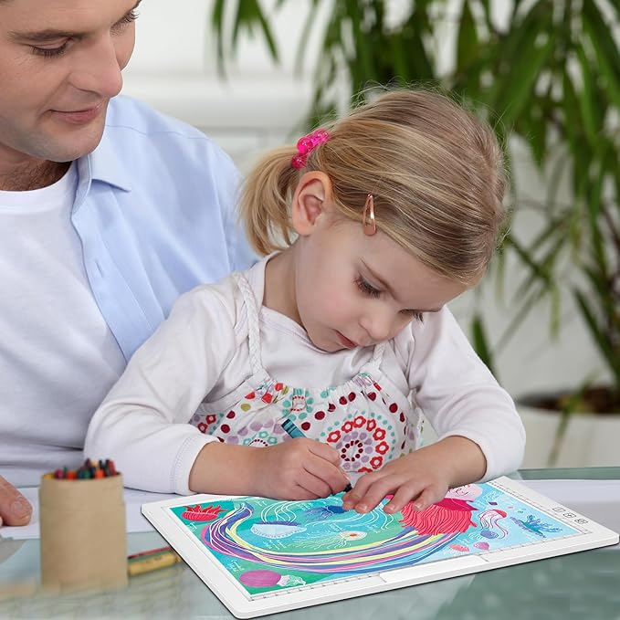 Rechargeable A4 Light Pad with Innovative Stand and Top Clip, Elice Wireless Bright Light Tracing Board Portable LED Artcraft Tracer Box for Drawing, Cricut Weeding Vinyl, Diamond Painting (White)