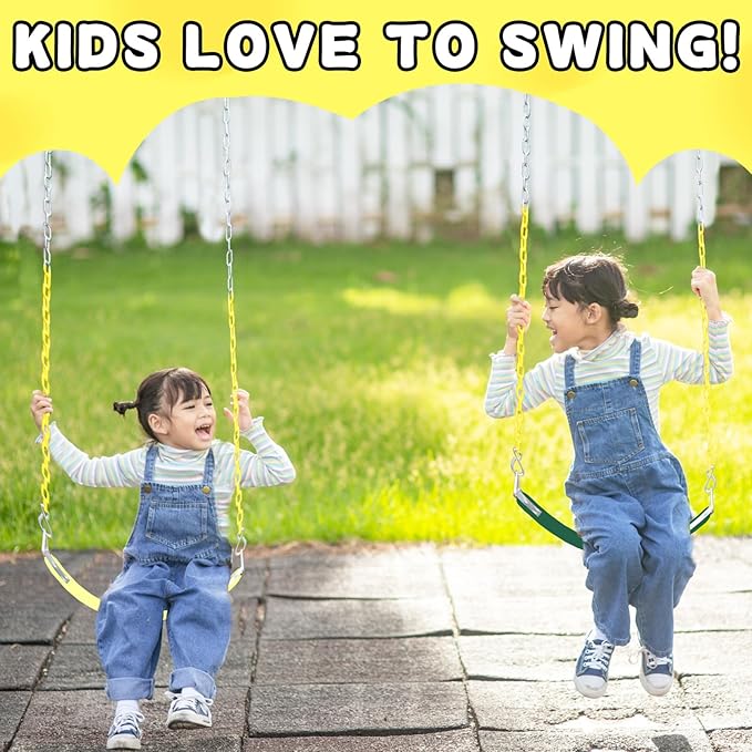 Swing Set for Kids with 66” Chain-Play Swing for Adults with Stainless Steel Mental Taiangle Ring-Suitable for Family Backyard-Play Swing Set (AB010002-7)