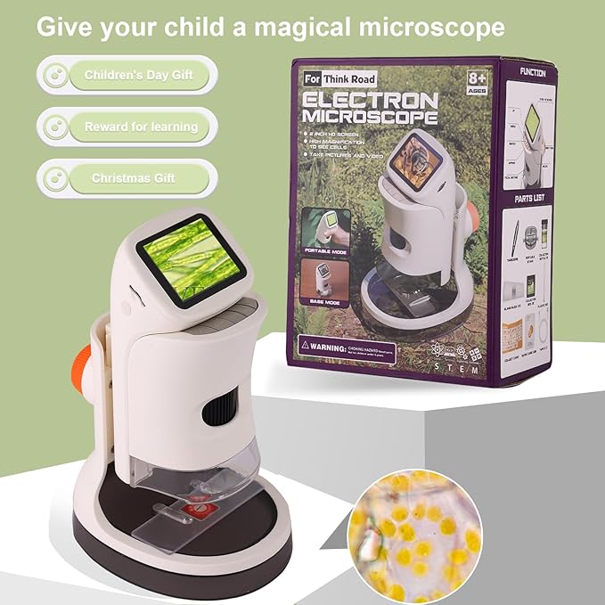 Microscope for Kids, 1000x Handheld, 2.0-inch Color Screen, Portable Educational Gift, Children's Microscope for 8-12 Year Olds