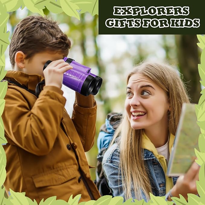 Libima 24 Pcs Binoculars for Kids Educational Compact Kids Binoculars with Neck String Toddler Telescope for Boys Girls Learning Bird Watching Camping Hiking Travel Safaris Birthday Gifts(Purple)