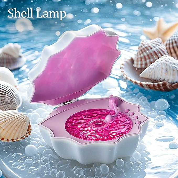 Northern Lights Projector, Night Light Projector for Bedroom Built-in Bluetooth Speaker, White Noise, Shell Night Light for Room Decor/Gift for Kids/Party/Music/Relaxation/Birthday (Purple)