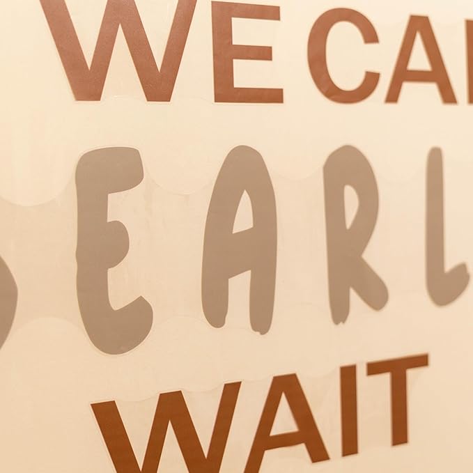 We Can Bearly Wait Wall Decal - Baby Shower Party Decoration, Gender Reveal Party Supplies, Bear Sign Decal for Balloon Arch, Pregnancy Party Photo Background Props (We Can Bearly Wait D)