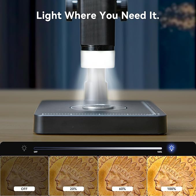 Elikliv EDM4C Coin Microscope with Scale:4.3" Digital Microscope with Adjustable LED, Error Coin Magnifier with Screen & Weighing Scope for Collectors, Jewelers, Students, Windows/Mac Compatible