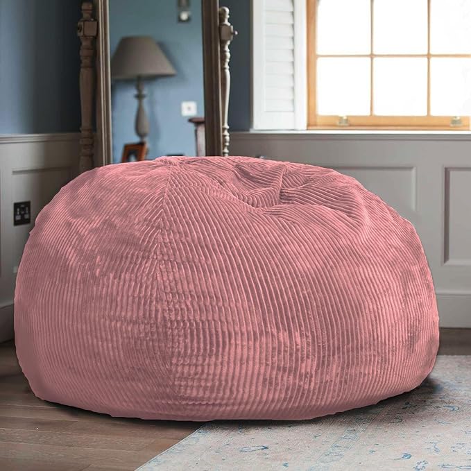 Classic Bean Bag Chair, with Faux Rabbit Fur Cover for Teens and Kids, Memory Foam Bean Bag Chairs, Ultra Soft Faux Fur Fabric, 2.5 feet Round Fluffy Bean Bag Sofa