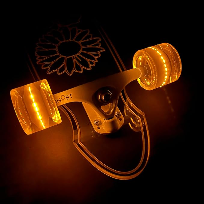 Clear Longboard Skateboard - Transparent Acrylic Long Boards with Light-Up LED Wheels for Smooth Rides - Ride The Streets in Style with Longboard Built for Beginners & Pros Alike