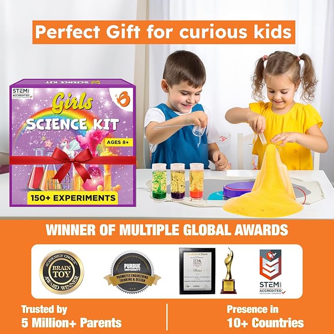 Butterfly EduFields 150+ Girls Science Kit for Kids 8-12 Ages 8 9 10 11 12 Years | Girls Science Experiments | Birthday for Girl | Fun STEM Learning and Educational Toys