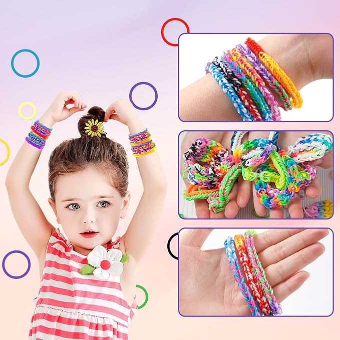 Ybxjges 3600+Rubber Band Bracelet Kit,Loom Bracelet Making Kit for Kids,Friendship Bracelet Loom Bands Kits with Loom Bands Supplies for Children Girls Gifts DIY Crafting Kit