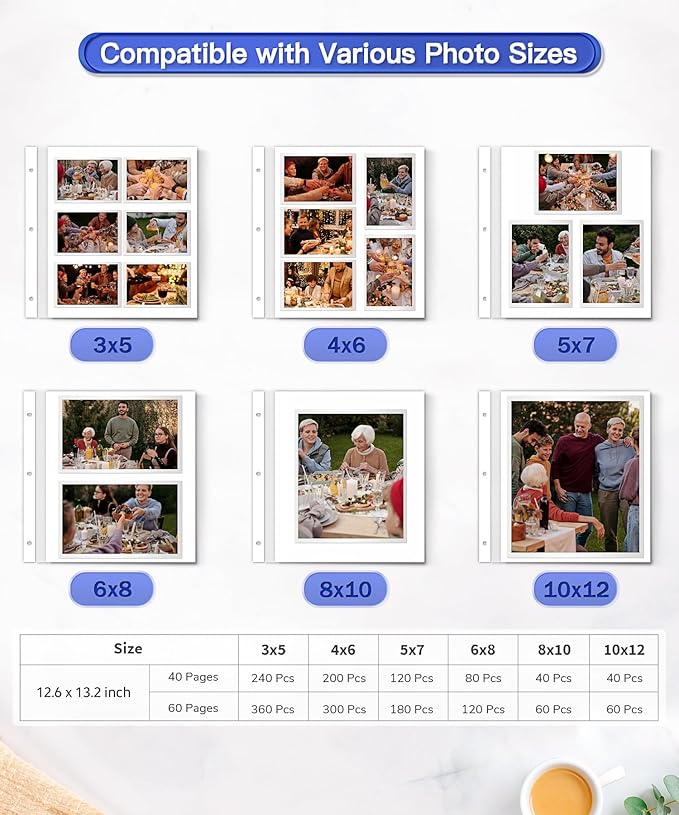 Popotop Photo Album Self Adhesive Scrapbook Album for 4x6 5x7 8x10 Pictures DIY Photo Book as Scrapbooking Supplies Kits, Birthday Gifts for Women Mom Wedding Baby Family Travel