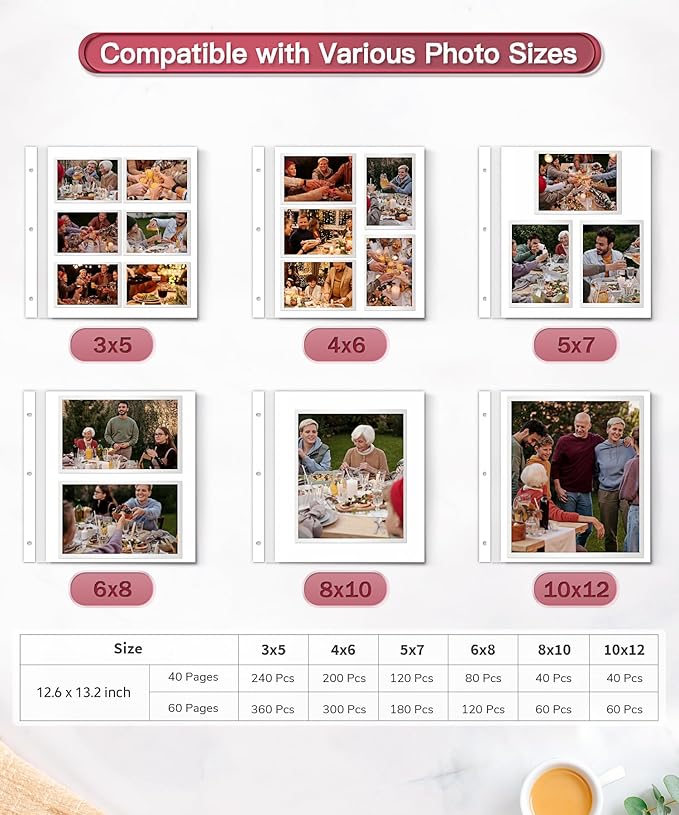 Popotop Photo Album Self Adhesive Scrapbook Album for 4x6 5x7 8x10 Pictures DIY Photo Book as Scrapbooking Supplies Kits, Birthday Gifts for Women Mom Wedding Baby Family Travel