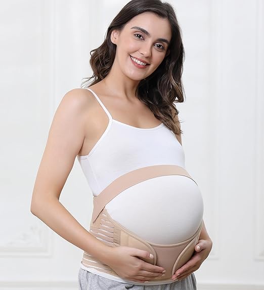 NeoTech Care Pregnancy Support Maternity Belt, Waist/Back/Abdomen Band, Belly Brace (Size XL, Beige Color)