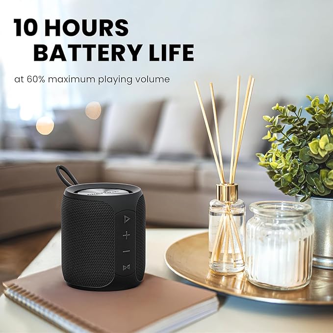 MIATONE QBOX - 16W Bluetooth Speaker IP67 Waterproof Speaker with Deep Bass, Portable Speakers for Beach Camping Accessories, Gifts for Men Fathers Him - Black